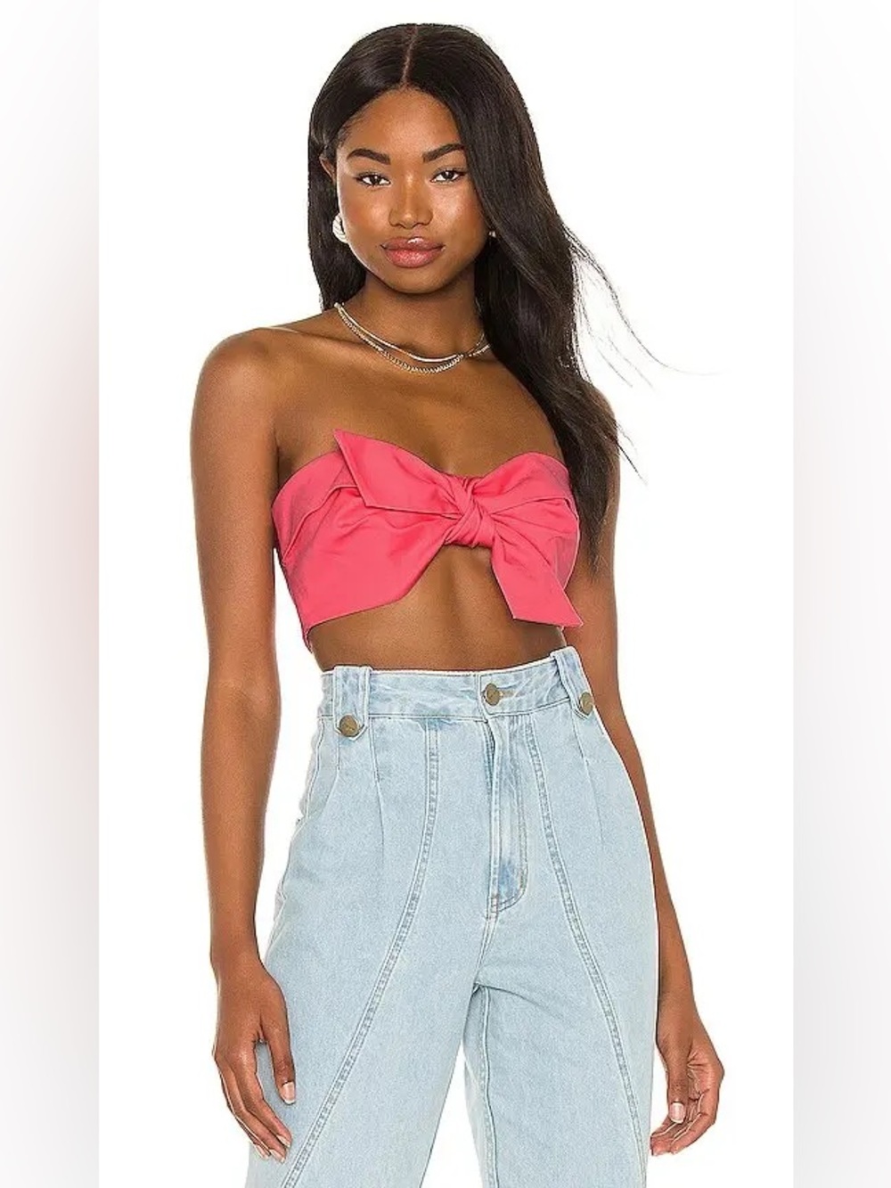 IORANE Compact Cotton Knot Crop Top in Pink Size 36/XS $165